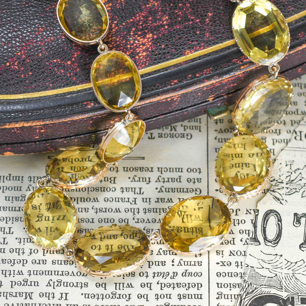 Antique Boxed Gold Citrine Rivière Necklace