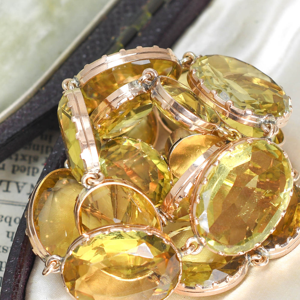 Antique Boxed Gold Citrine Rivière Necklace