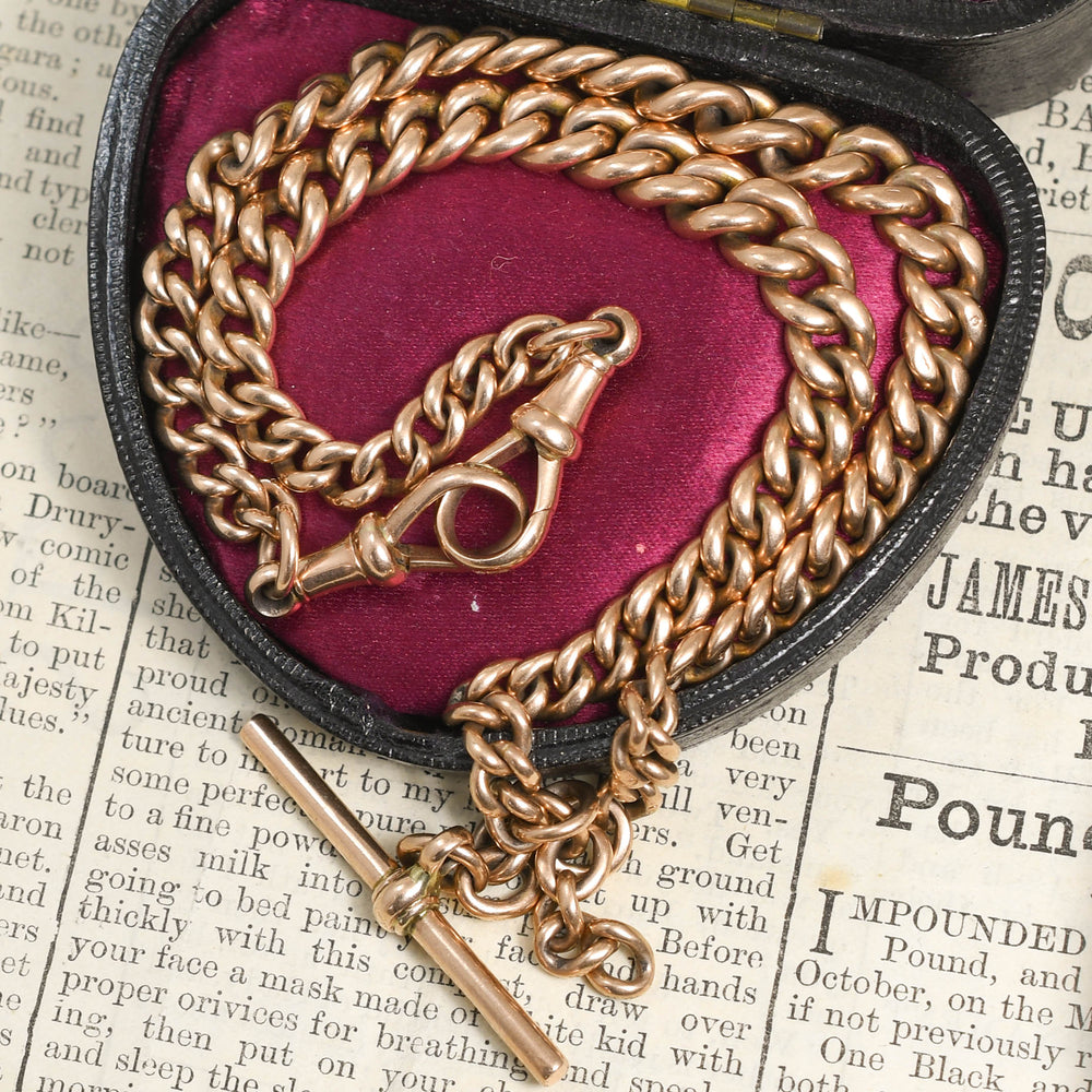 Victorian 9k Rose Gold Double Albert Chain