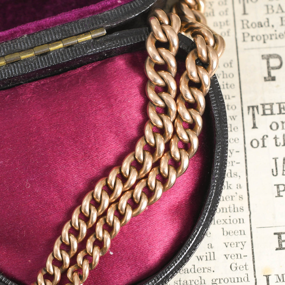 Victorian 9k Rose Gold Double Albert Chain