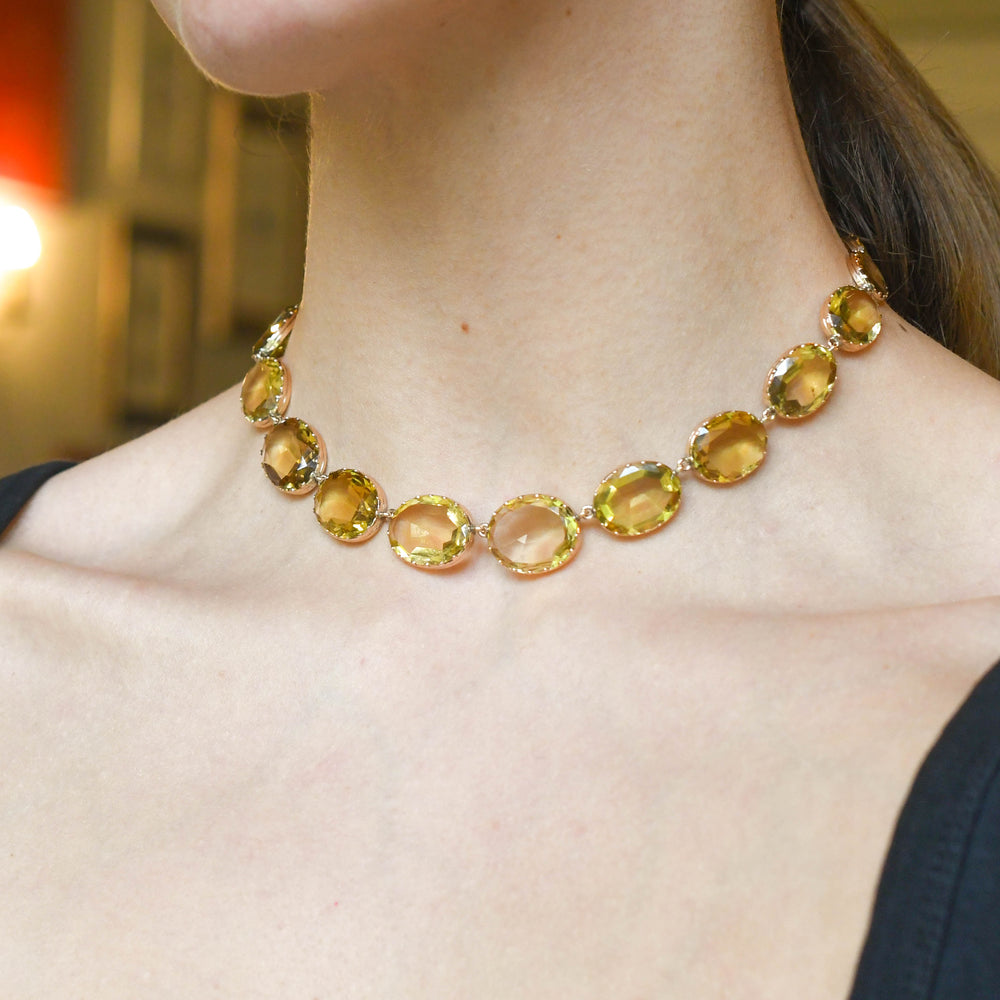 Antique Boxed Gold Citrine Rivière Necklace