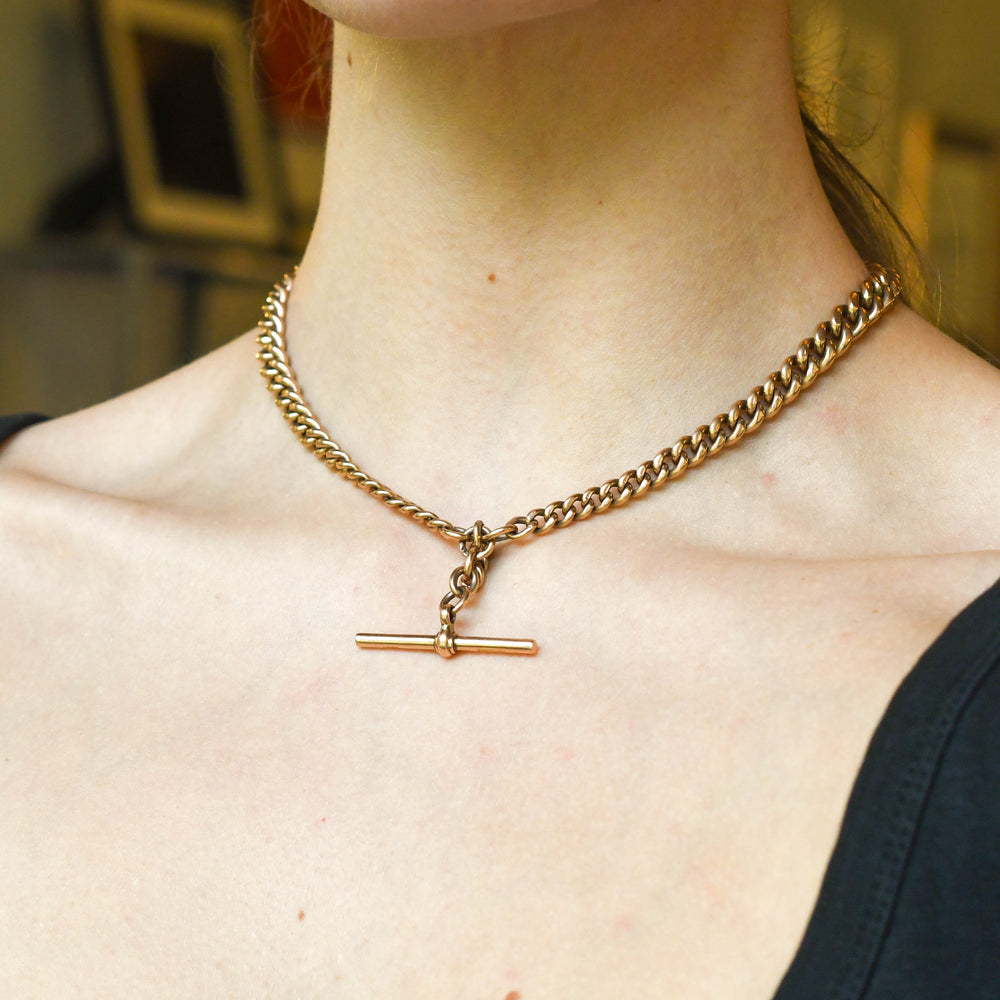 Victorian 9k Rose Gold Double Albert Chain