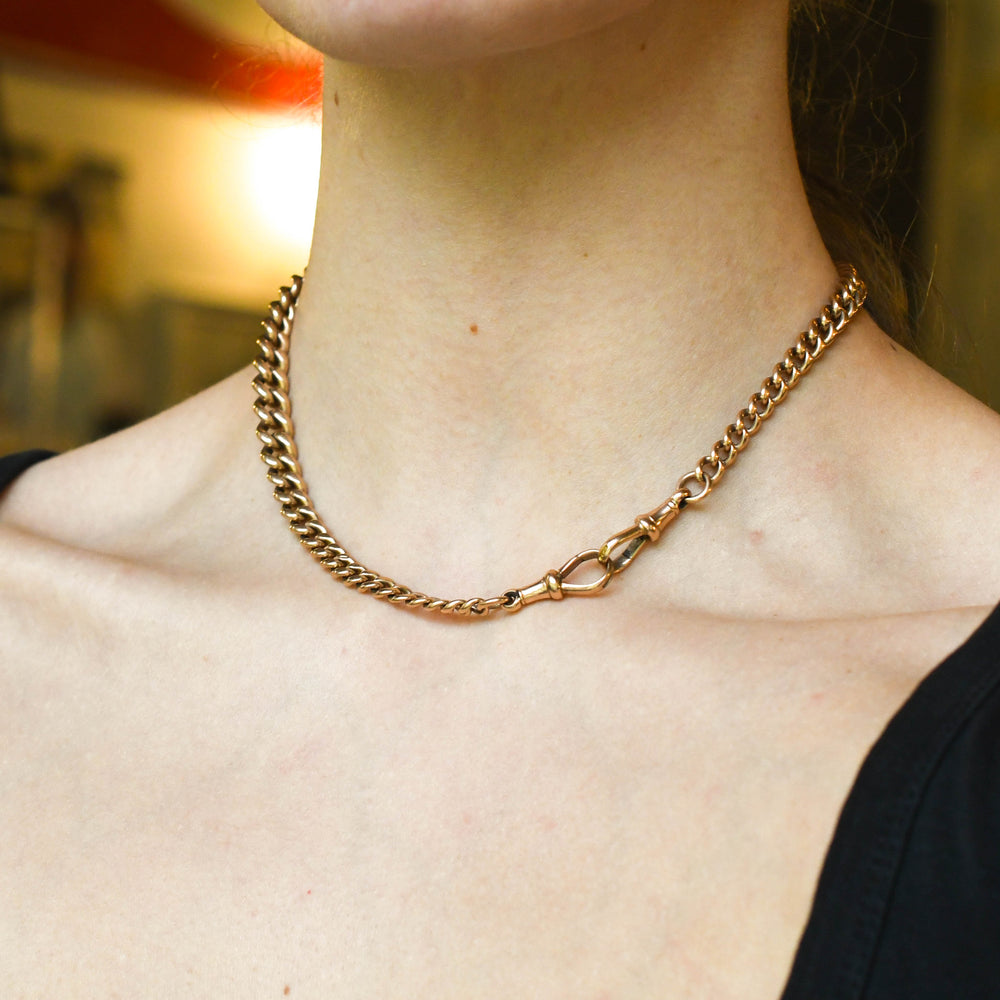 Victorian 9k Rose Gold Double Albert Chain