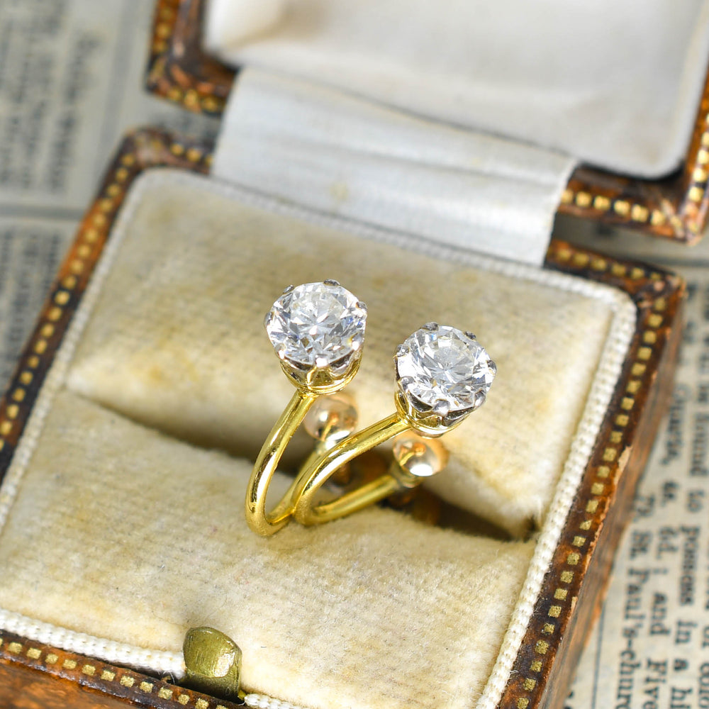 Antique 1.4ct Transitional Cut Diamond Earrings