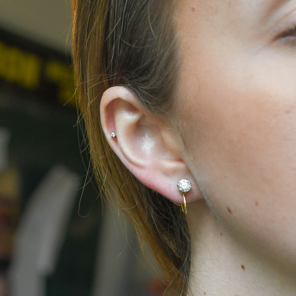 Antique 1.4ct Transitional Cut Diamond Earrings