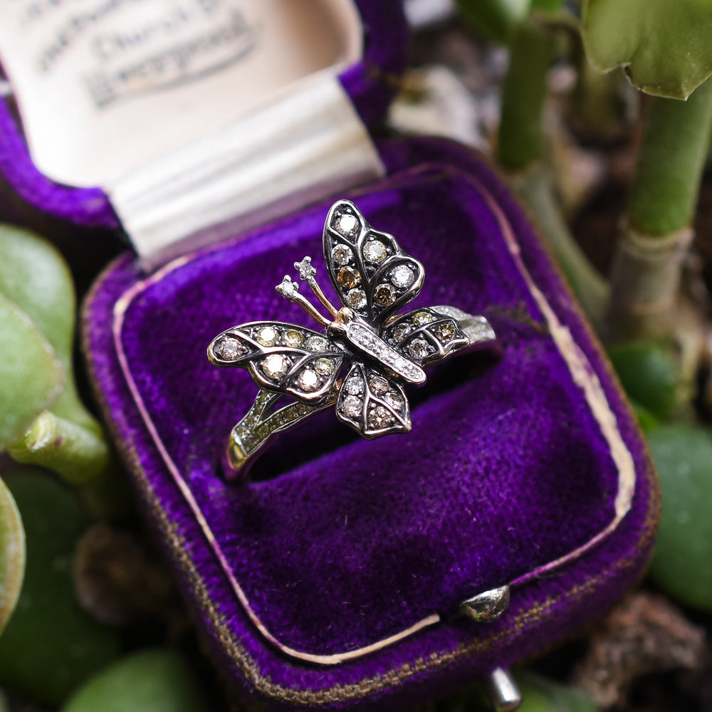 Vintage Diamond Butterfly Ring