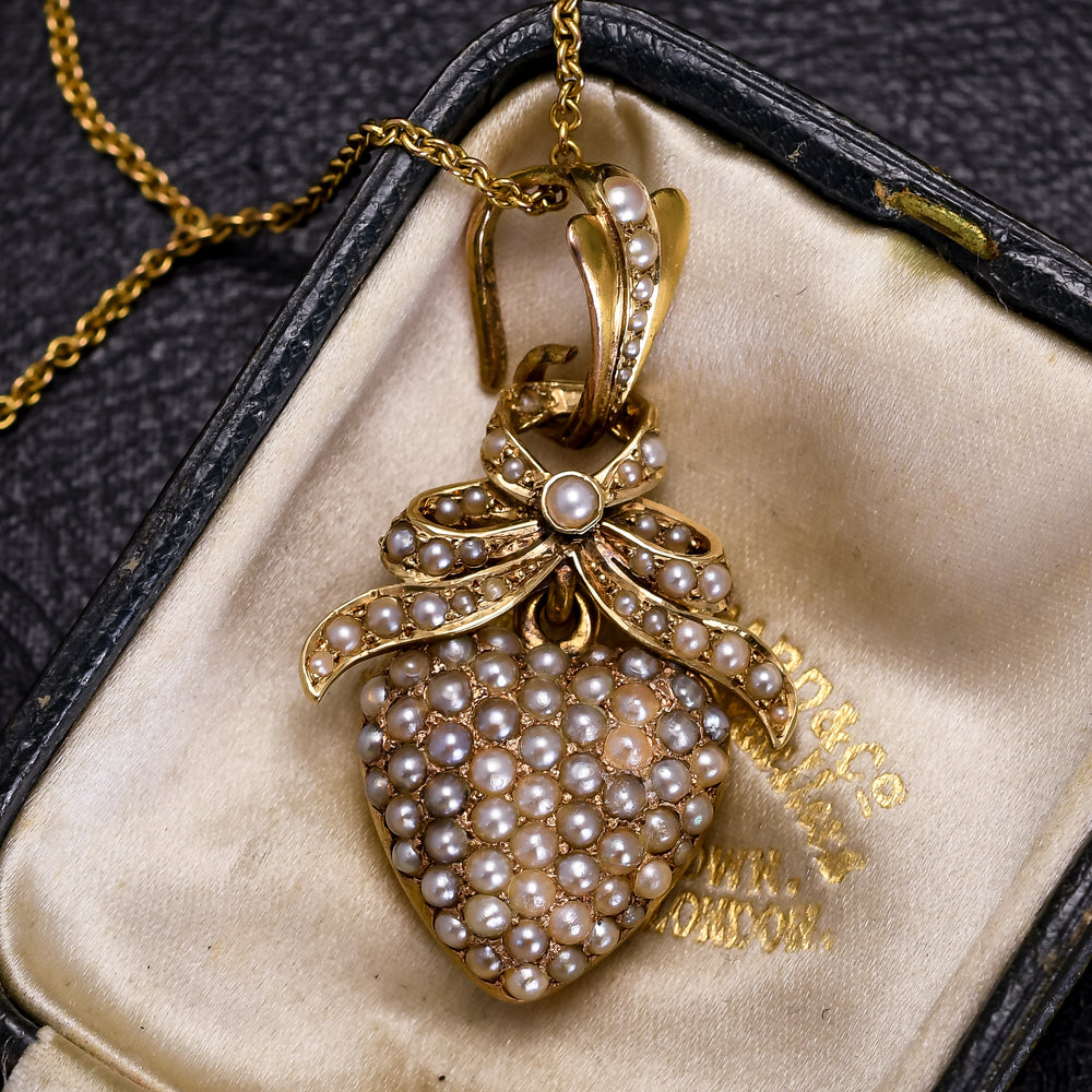 Victorian Pavé Pearl Heart Pendant