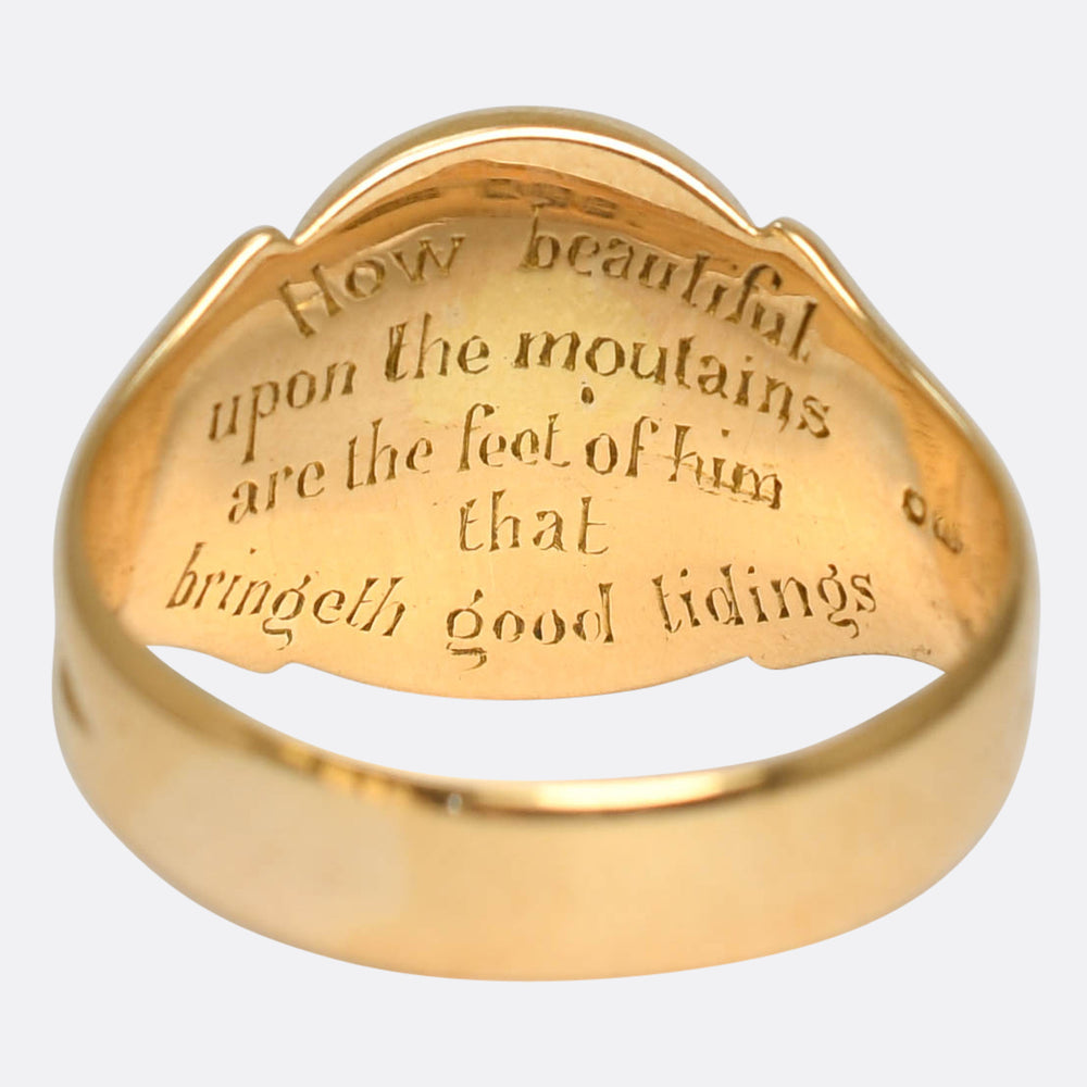 Victorian 18k Gold Engraved Signet Ring