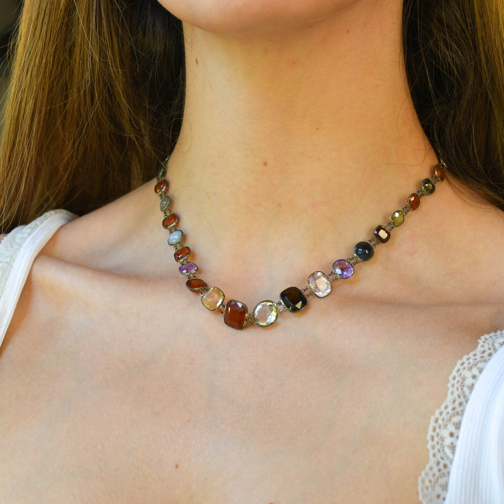 Edwardian Multi-Sapphire Silver Necklace layaway Ck deposit