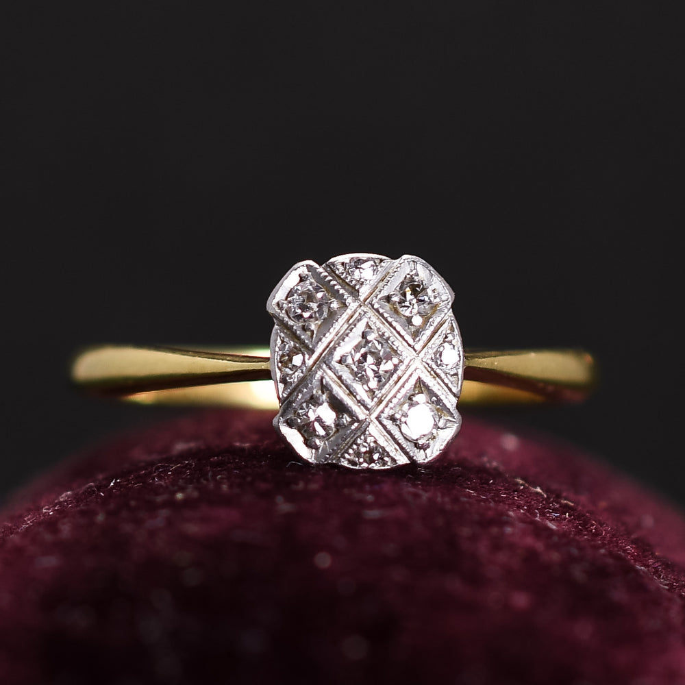 Art Deco Diamond Square Cluster Ring
