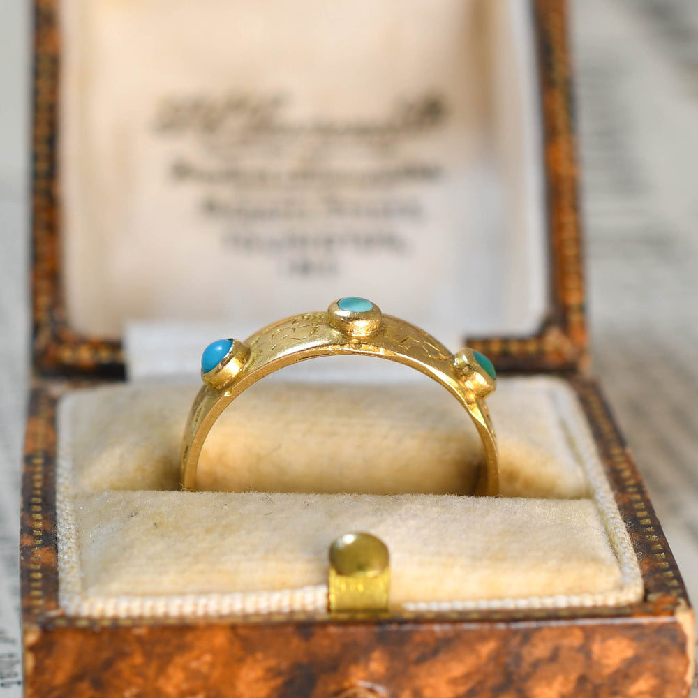 Victorian Turquoise 3-Stone Band Ring
