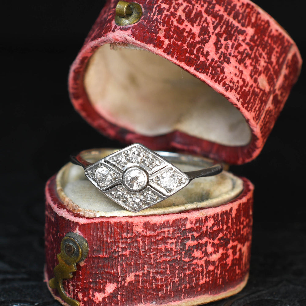 Art Deco Diamond Rhombus Cluster Ring