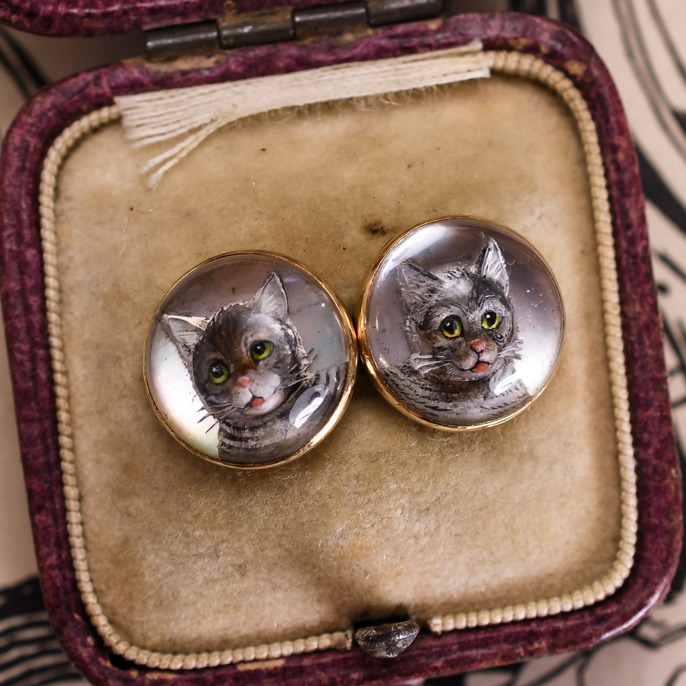 Victorian Essex Crystal Cat Earrings