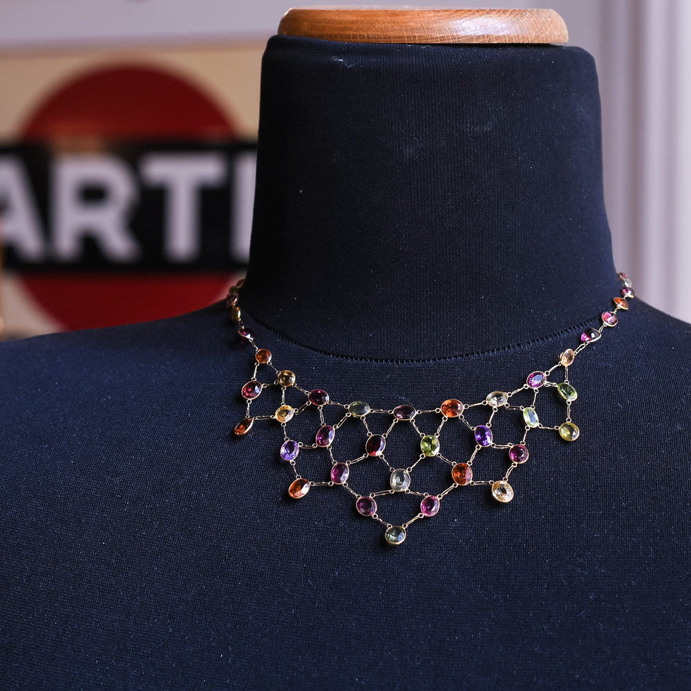 Victorian Harlequin Multigem Fringe Necklace