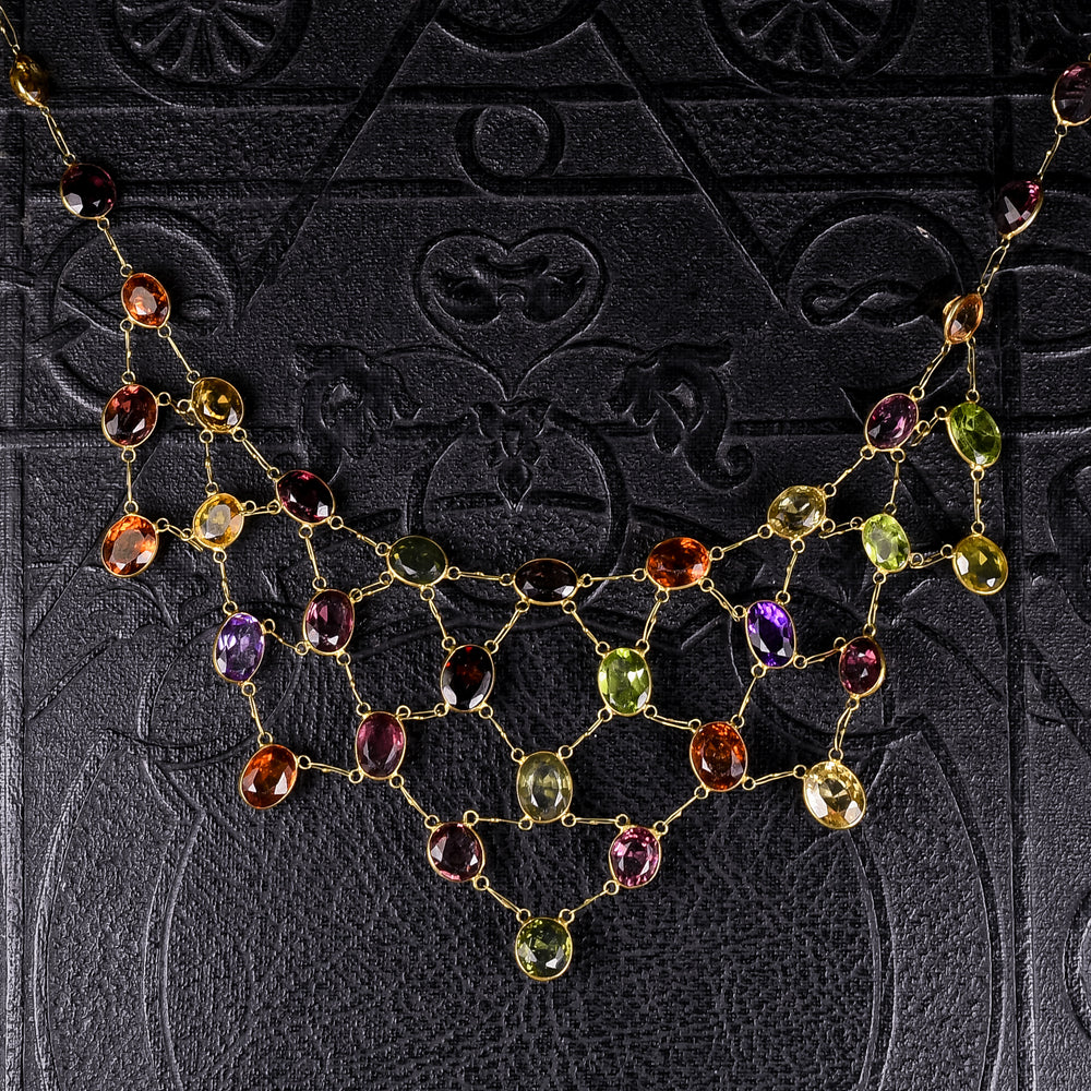 Victorian Harlequin Multigem Fringe Necklace
