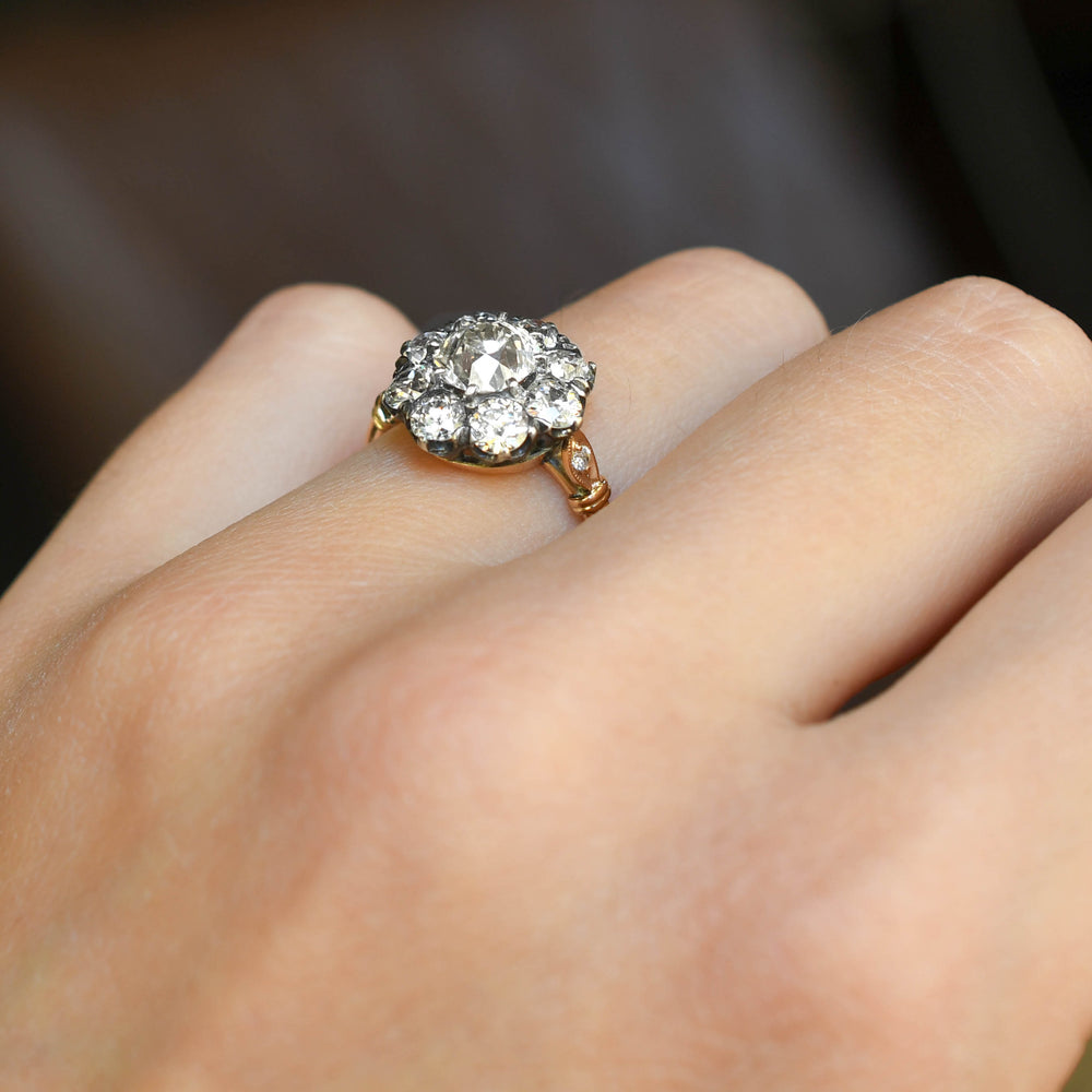 Victorian 2.83ct Diamond Flower Cluster Ring