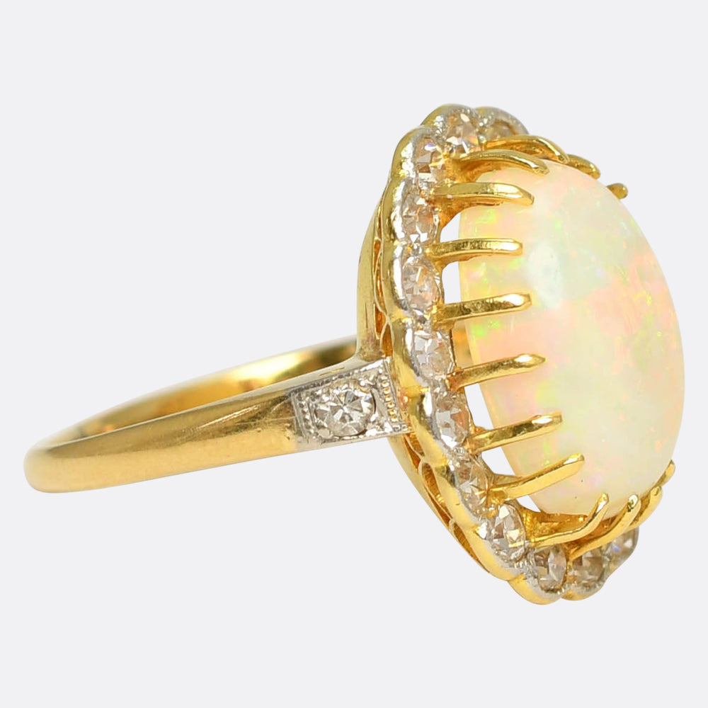 Edwardian Opal & Diamond Cluster Ring