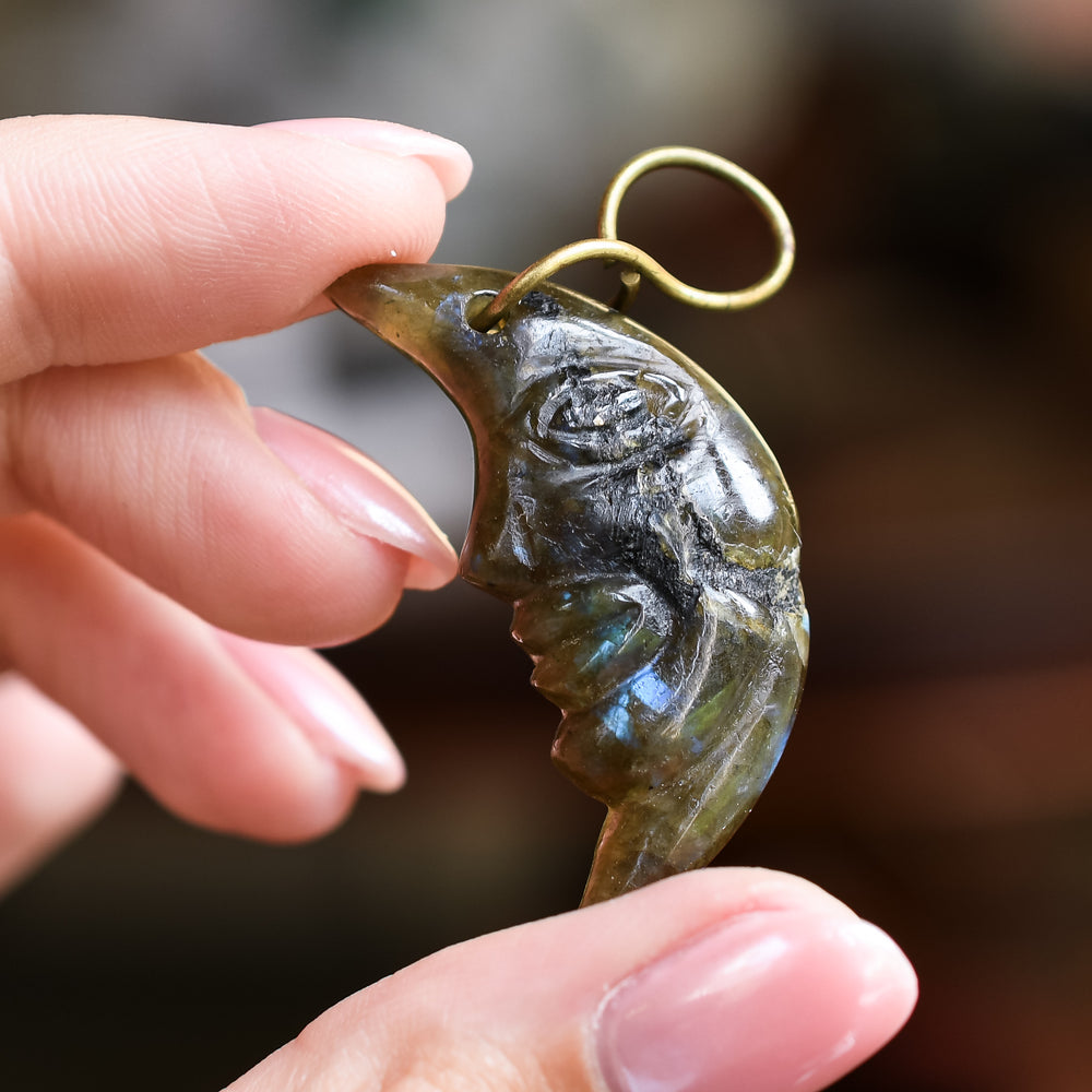 1930's Labradorite Man in the Moon Pendant