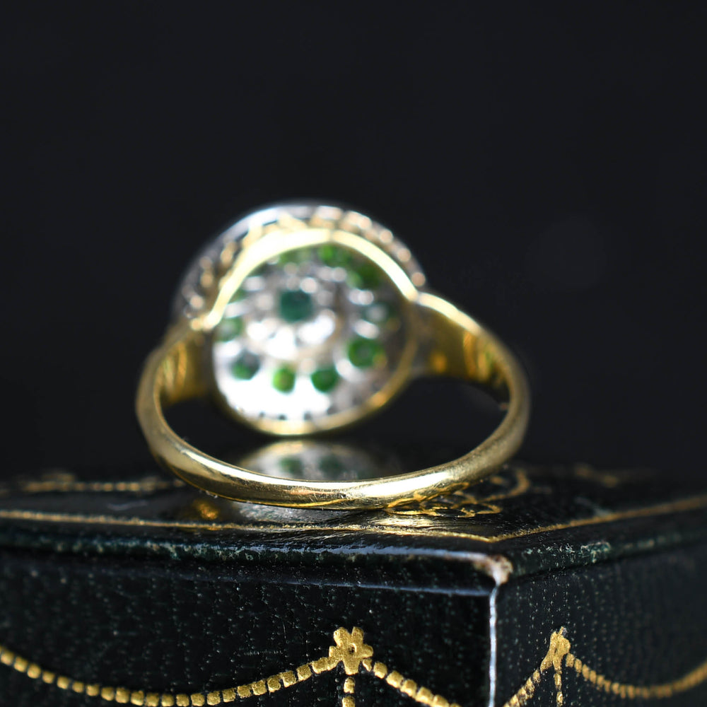 Late Victorian Demantoid Garnet & Diamond Target Ring