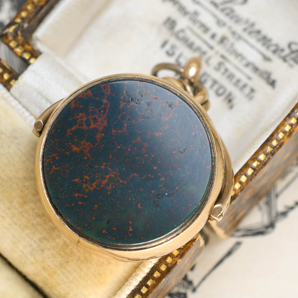Edwardian Gold Bloodstone Spinner Compass