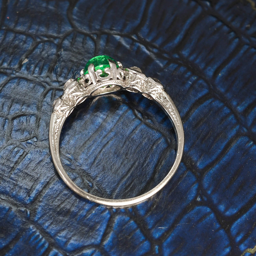 Edwardian Emerald Cabochon & Diamond Ring