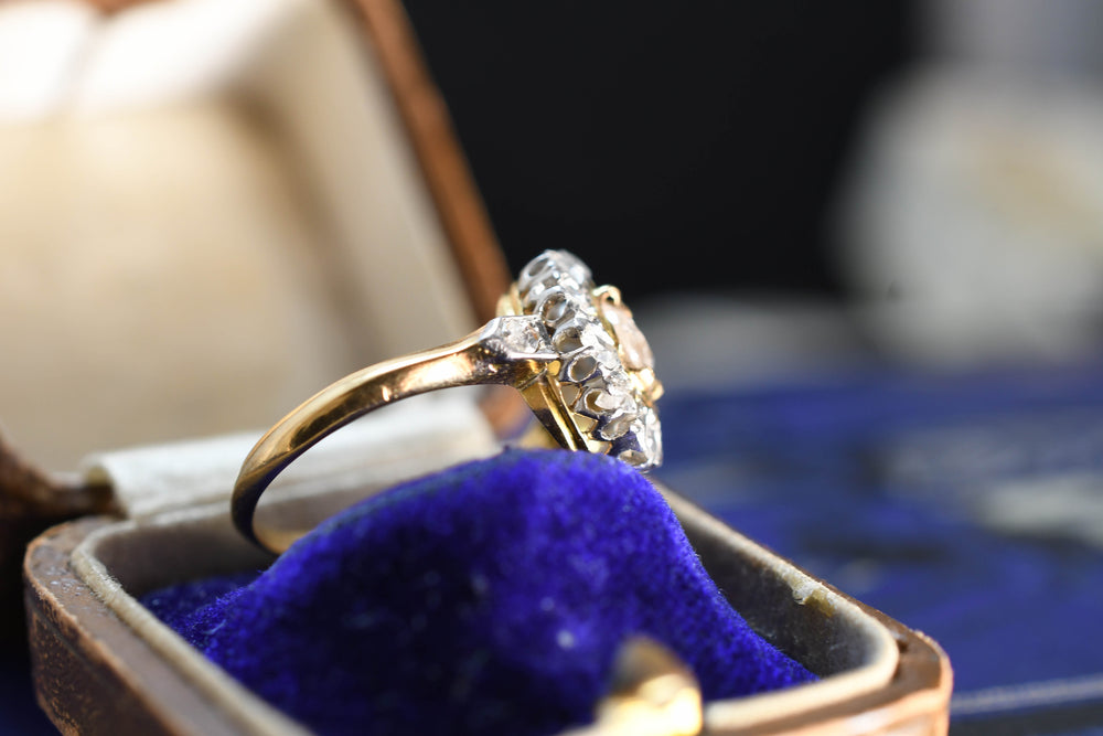 Antique pink  rose cut diamond  cluster ring c1890