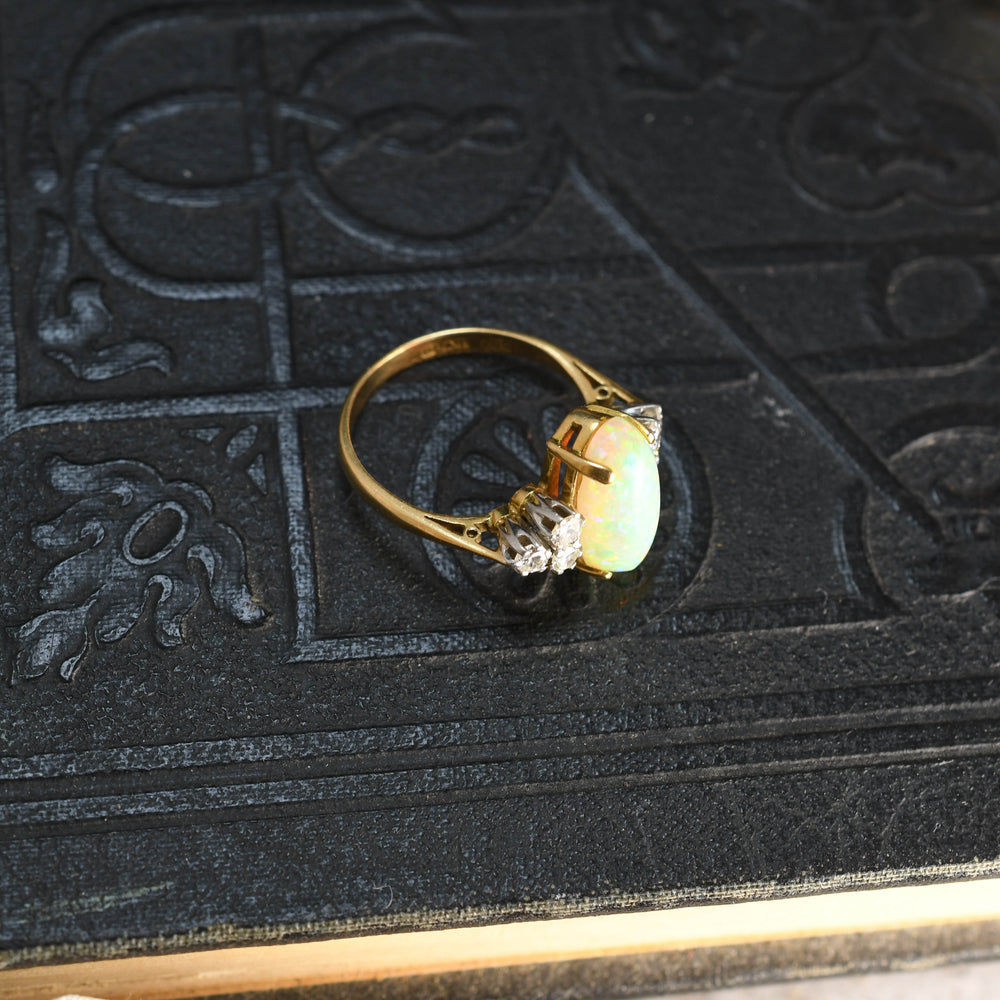 Antique  1920's opal and diamond cluster ring