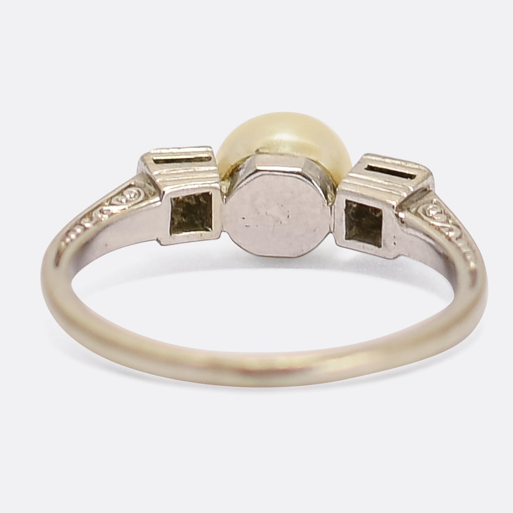 Art Deco Pearl & Diamond Trilogy Ring