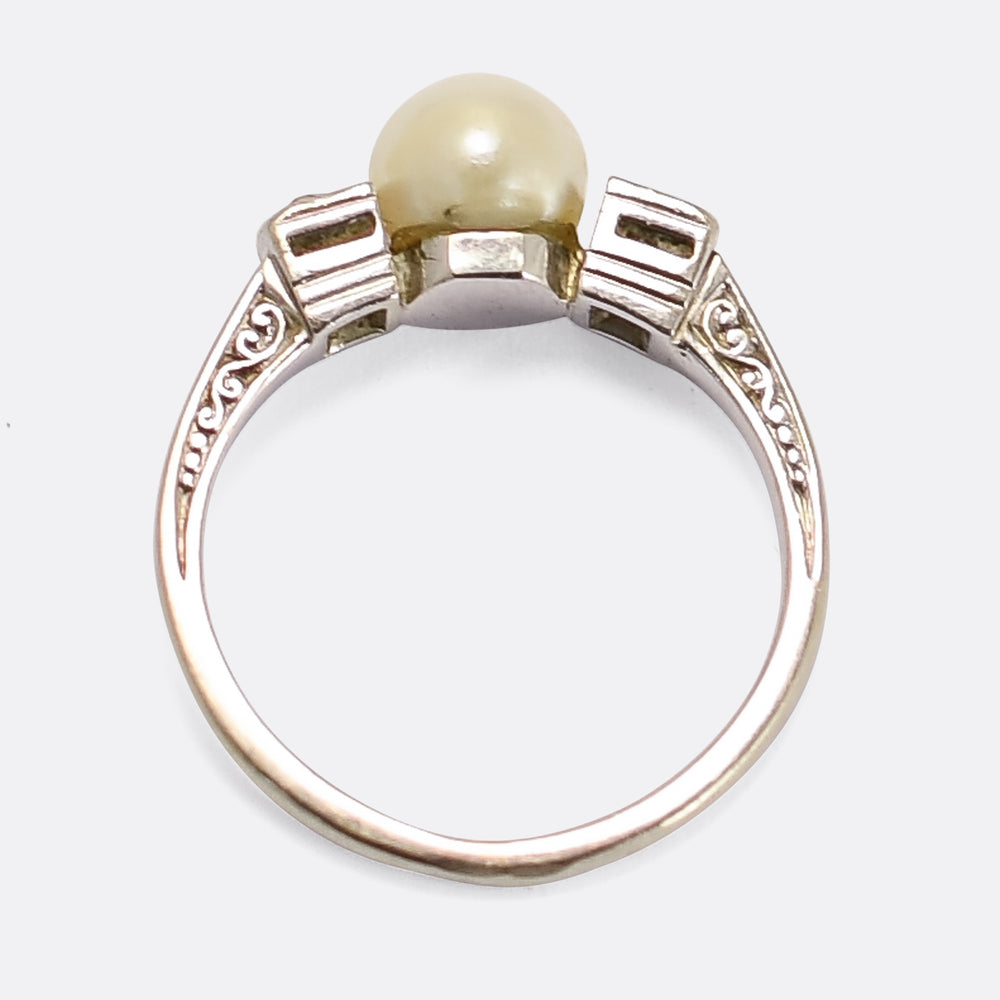 Art Deco Pearl & Diamond Trilogy Ring