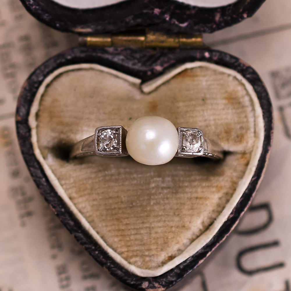 Art Deco Pearl & Diamond Trilogy Ring