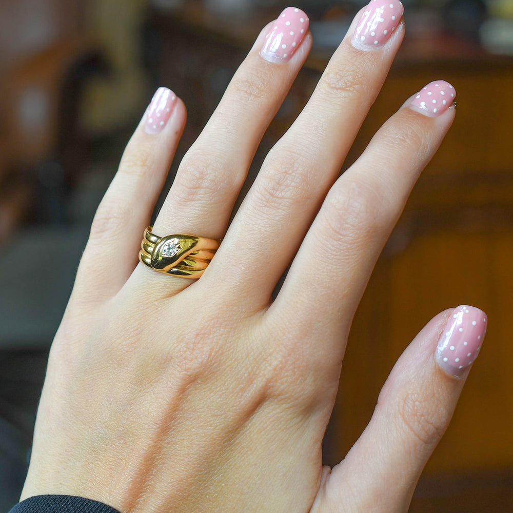 Antique Diamond 18k Gold Snake Ring