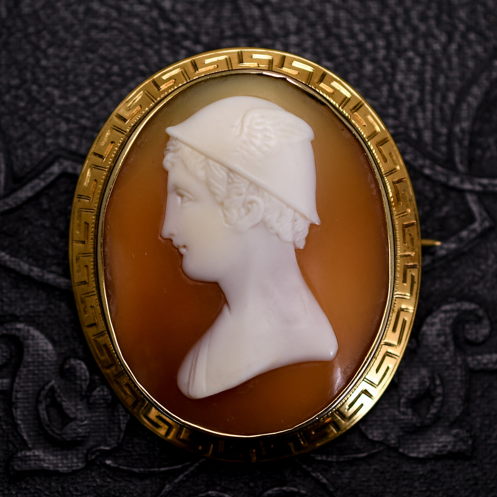 Victorian Hermes Shell Cameo Brooch