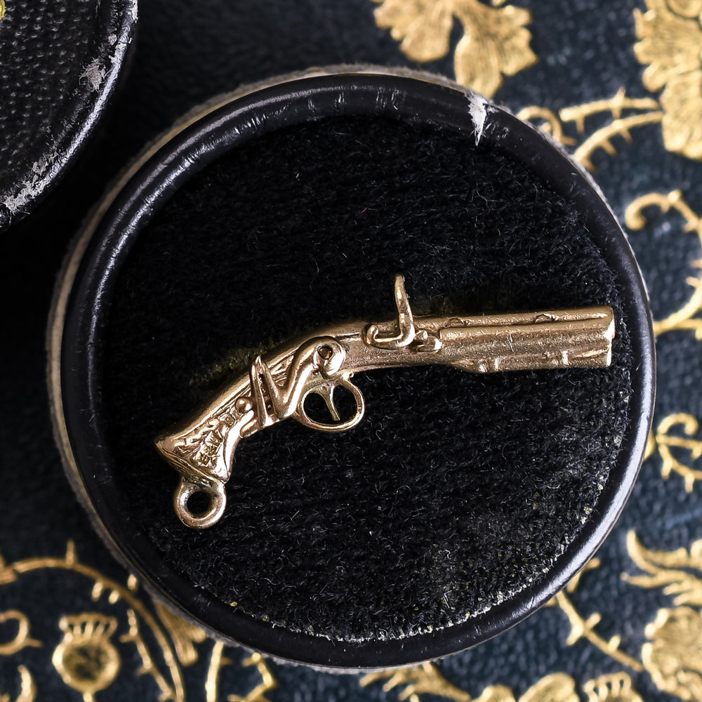 Vintage Gold Flintlock Pistol Charm
