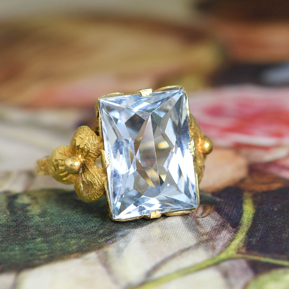Art Nouveau 6.38ct Aquamarine Solitaire Ring