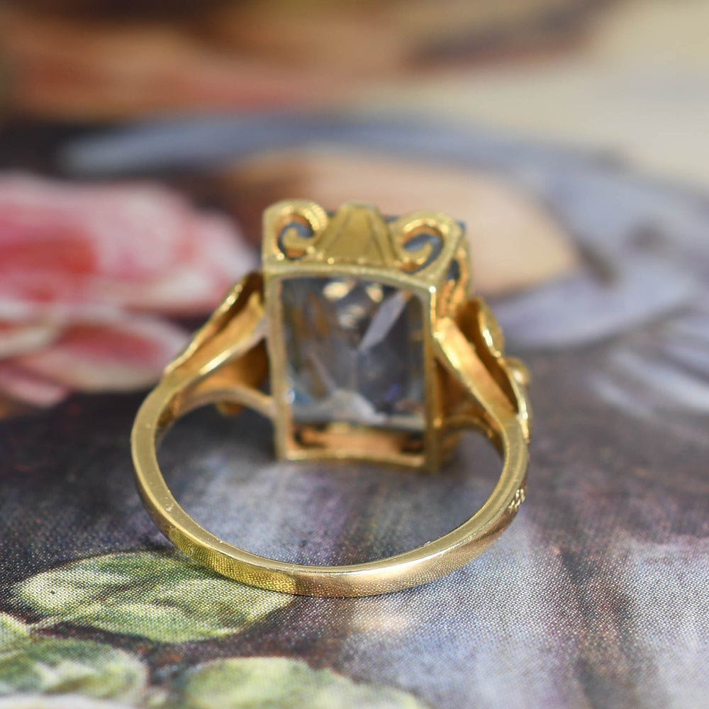 Art Nouveau 6.38ct Aquamarine Solitaire Ring