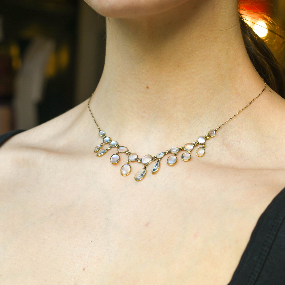Edwardian Moonstone Fringe Necklace