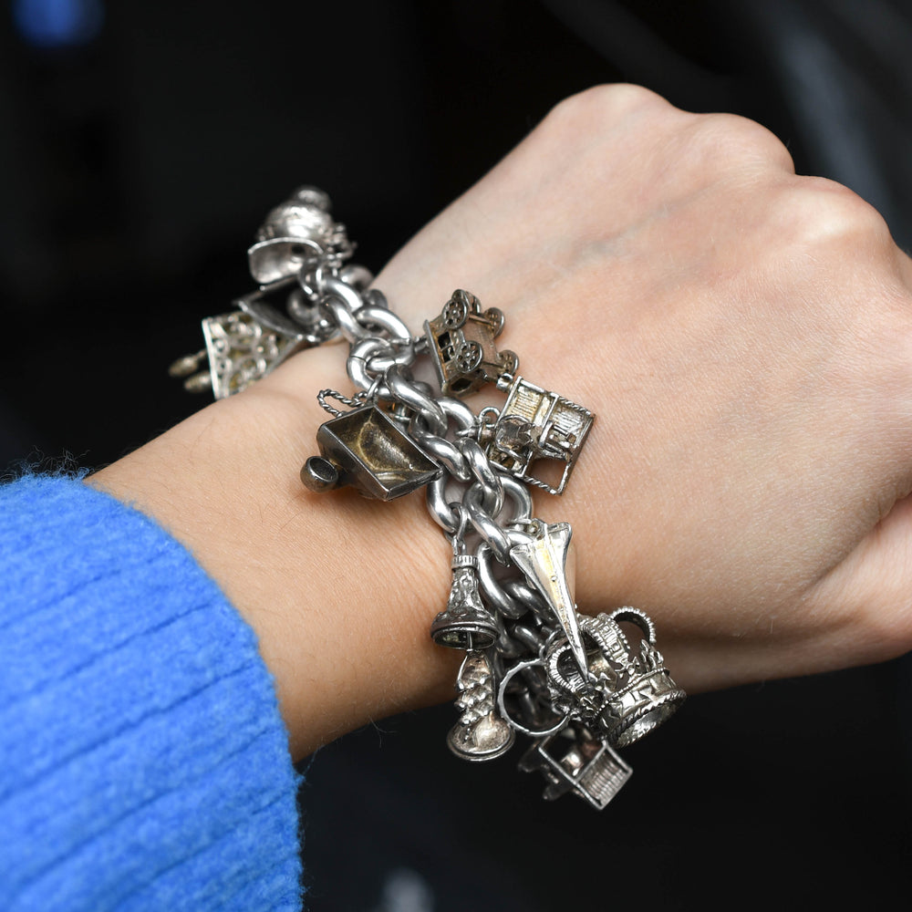 Vintage Silver Fully Loaded Charm Bracelet