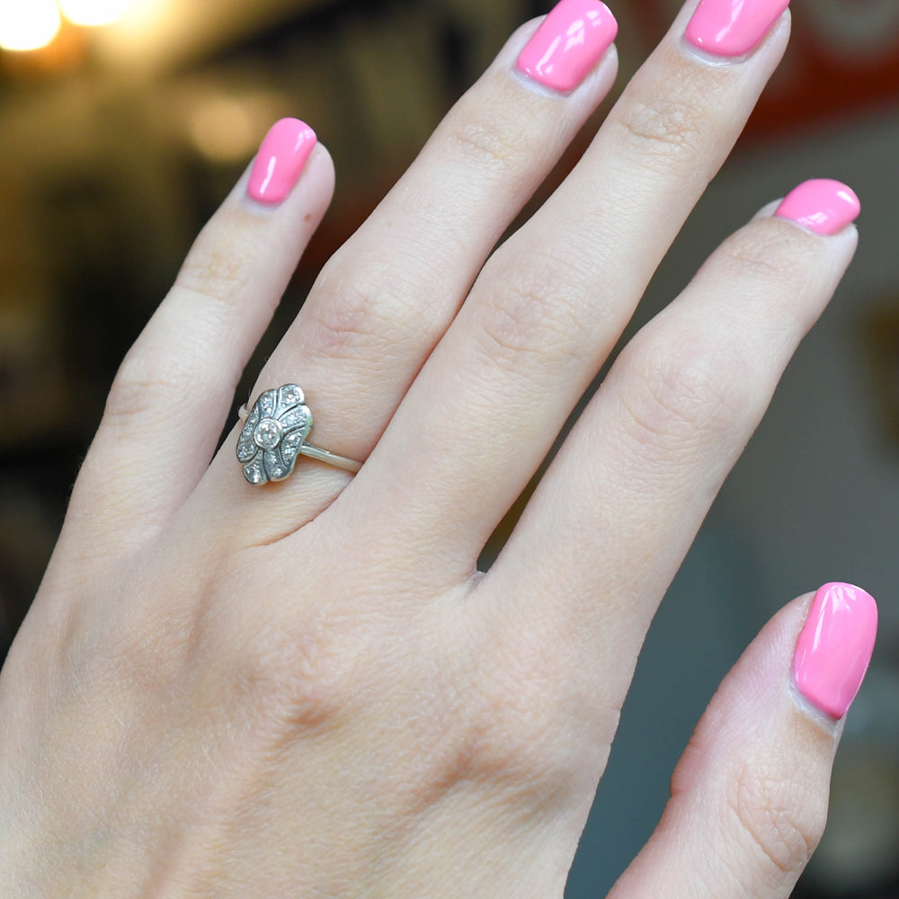 Edwardian Diamond Platinum Cluster Ring