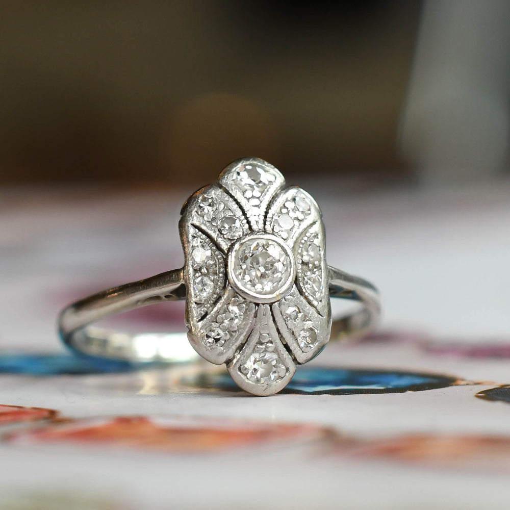 Edwardian Diamond Platinum Cluster Ring