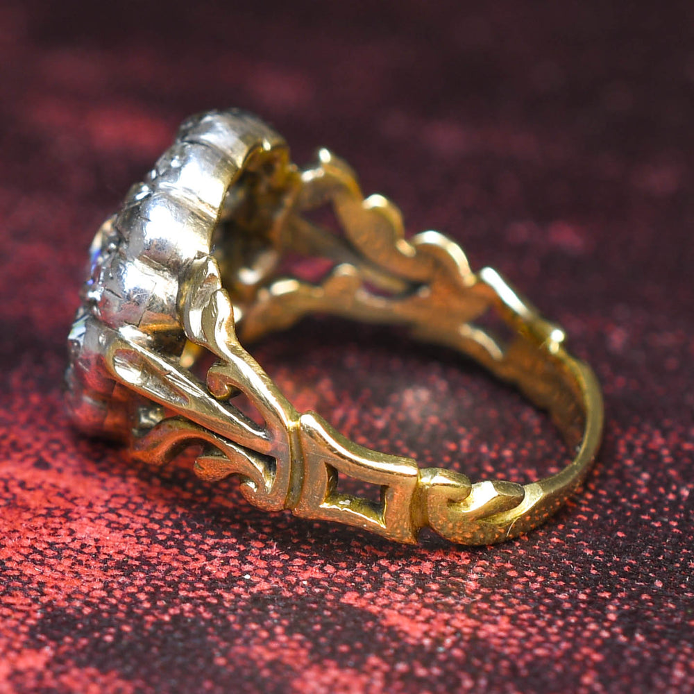 Georgian Old Cut Diamond Cobblestone Cluster Ring