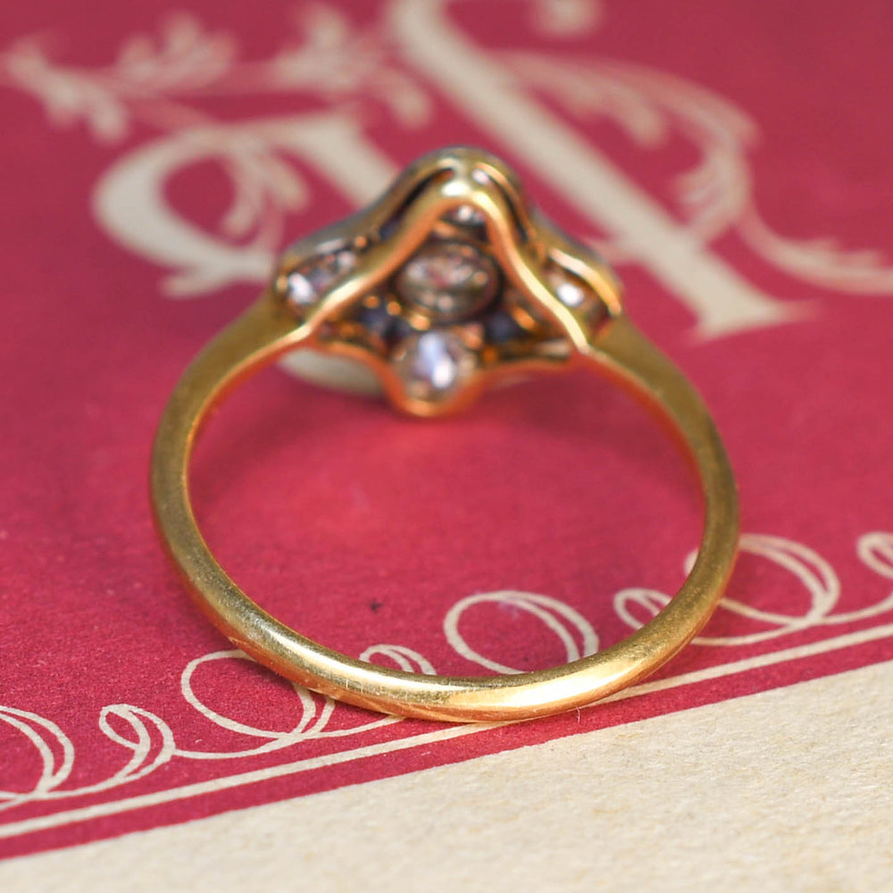 Edwardian Sapphire & Diamond Cluster Ring
