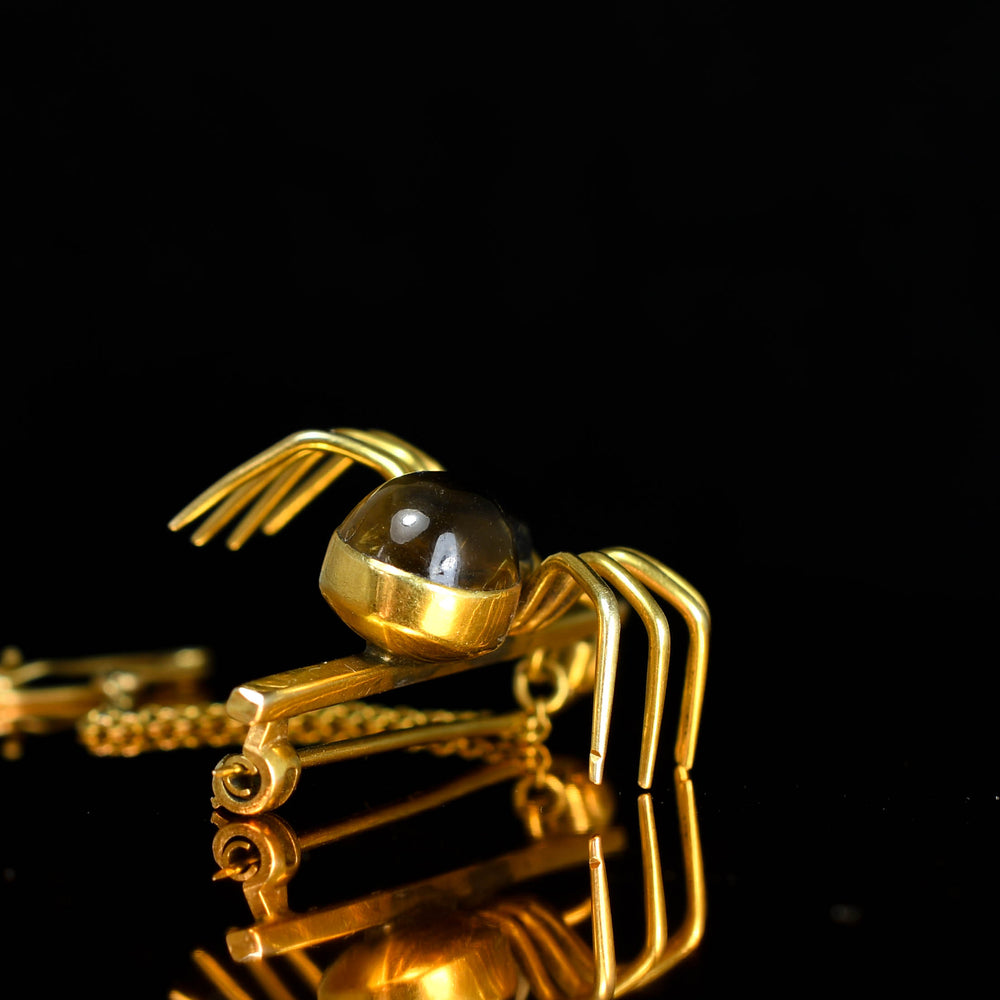 Victorian Rock Crystal & Quartz Spider Bar Brooch