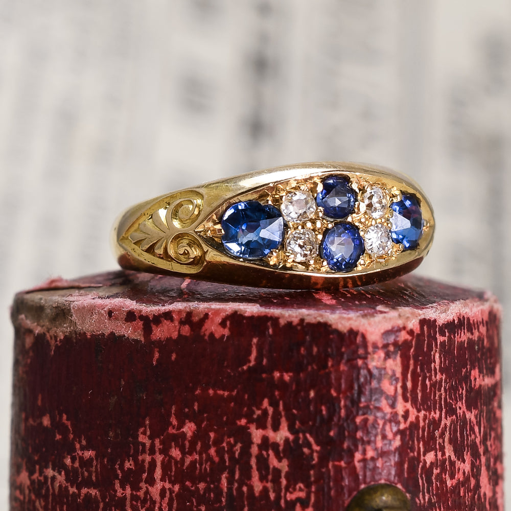 Victorian Sapphire & Diamond Gypsy Ring