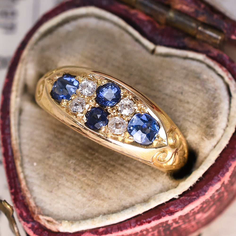 Victorian Sapphire & Diamond Gypsy Ring