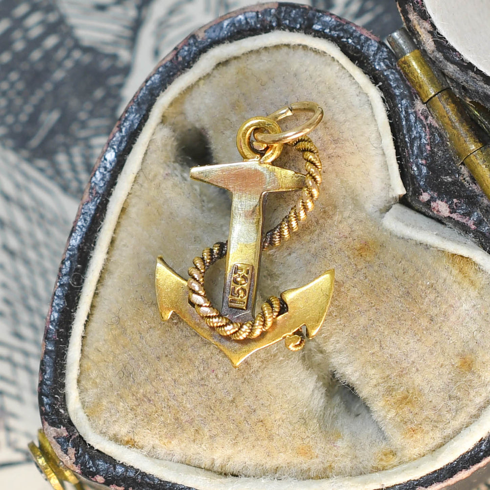 Edwardian Turquoise & Pearl Lucky Anchor Charm