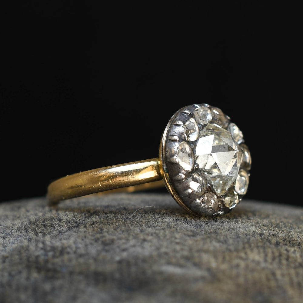 Georgian Rose Cut Diamond Cluster Ring