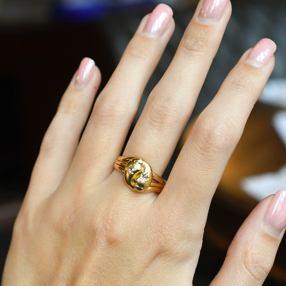 Victorian Diamond Double Snake Ring