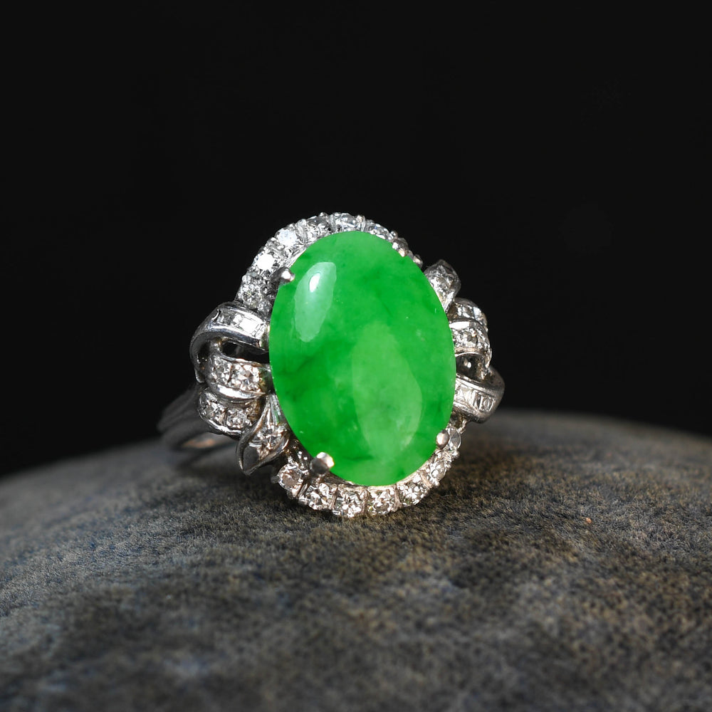 1930's Jade & Diamond Cocktail Ring