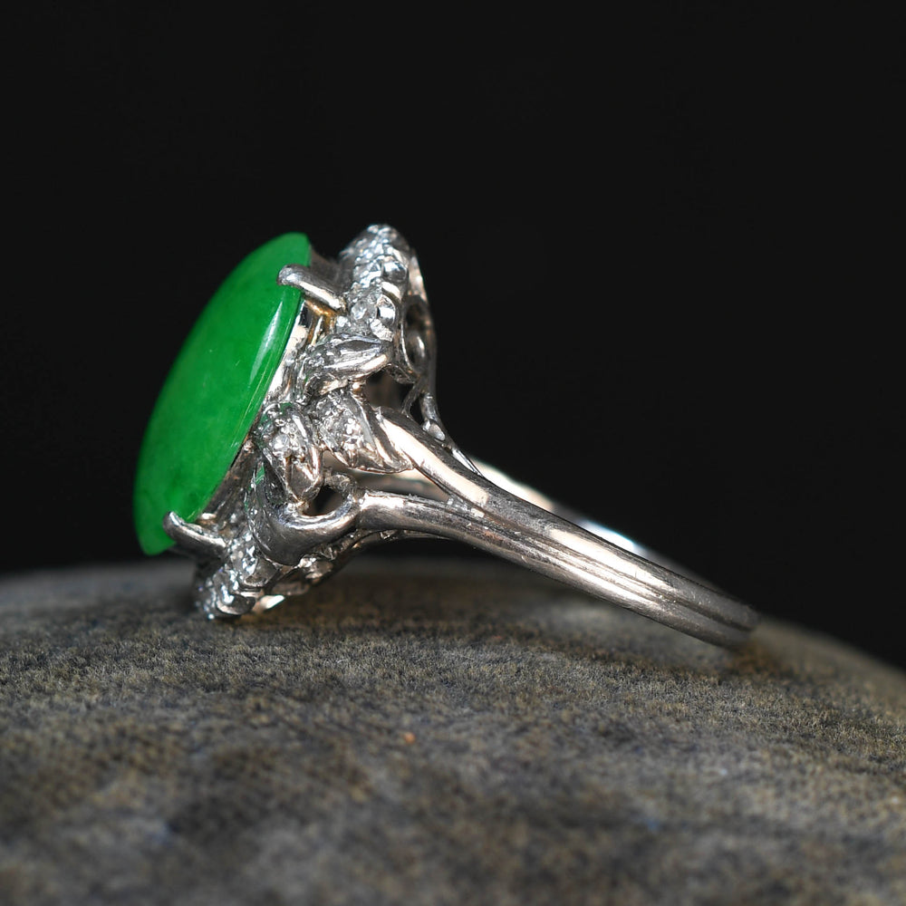 1930's Jade & Diamond Cocktail Ring