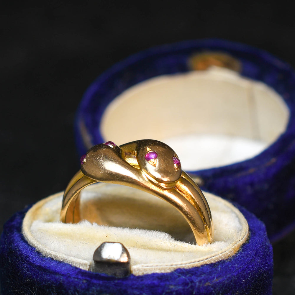 Edwardian Ruby Double Snake Ring